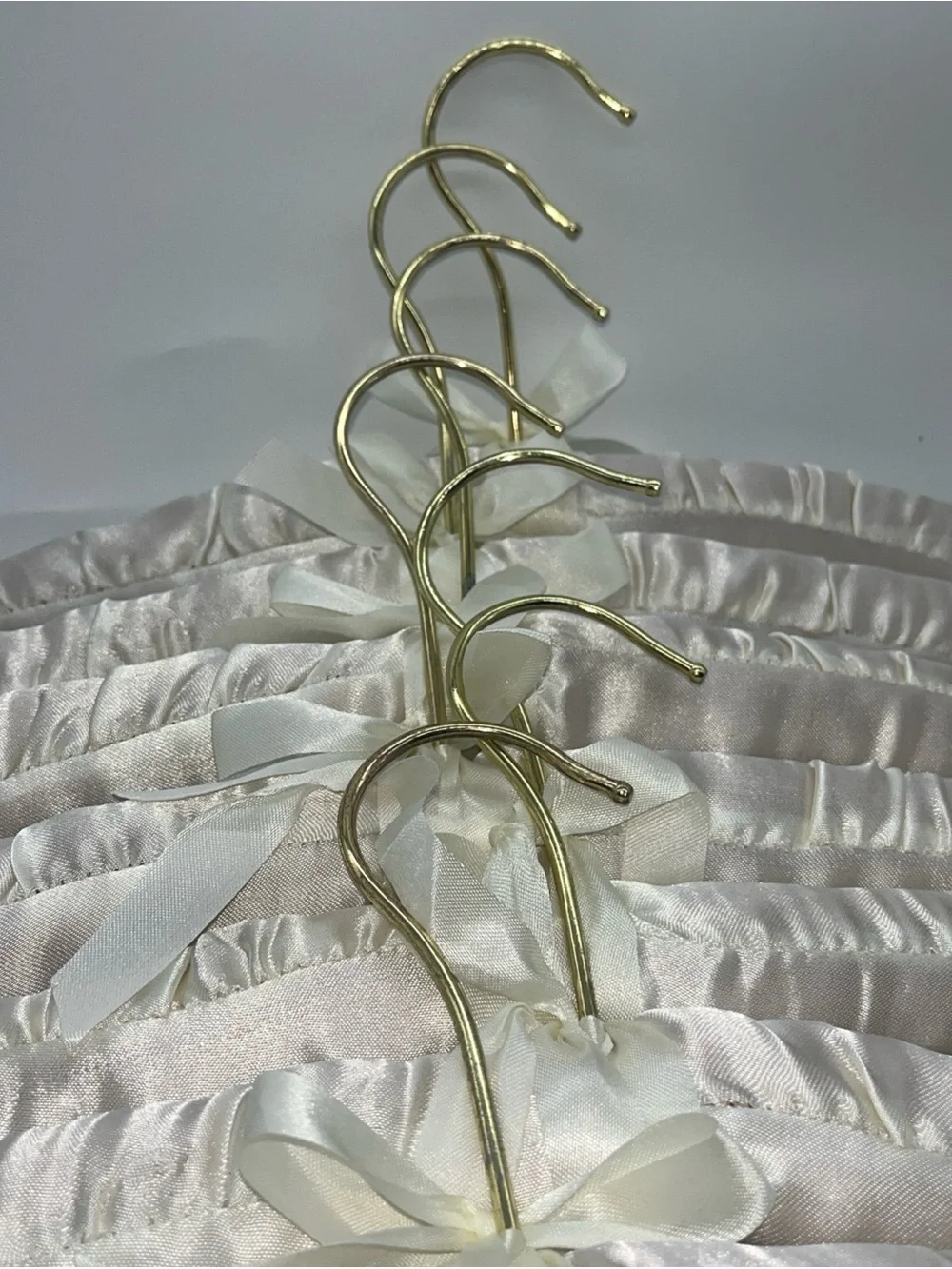 Satin Padded Ivory White Solid Hangers - Lot Of 7